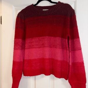 Lucy Paris Red and Pink Striped Crew Neck Sweater